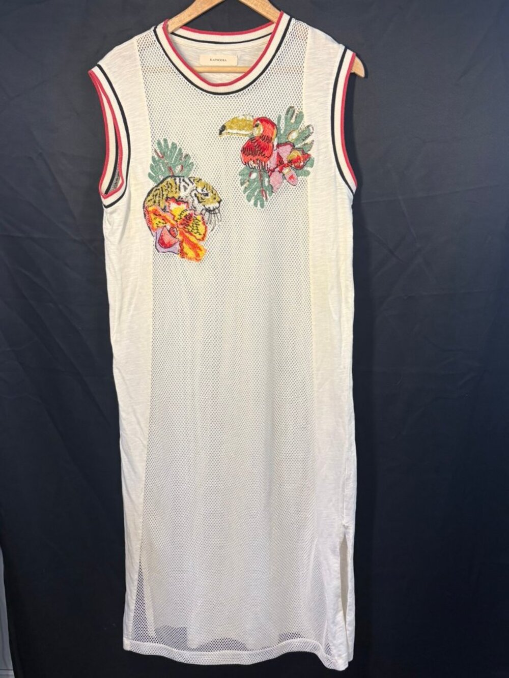 Rapsodia Boho Embroidered Mesh Midi Dress | Tropical Tiger Parrot Cover‑Up